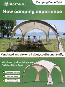 SPORT【Ready stock】Outdoor Portable Dome shelter tent With Door Cloth Camping Dome Tent Silver Coated Sunscreen 露营穹顶帐篷