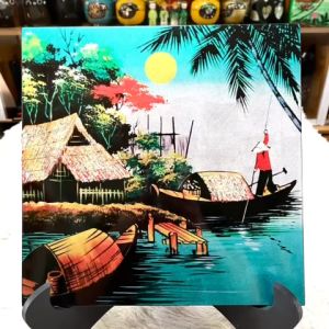 Tranh sơn mài Thanh Bình Lê- ĐỒNG QUÊ VIỆT NAM nền dát vàng / bạc size 30x30 cm