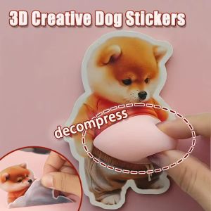 3D Cute Shiba Inu Soft Rubber Sticker Removable Fluffy Puppy Belly Sticker Safety Door Handle Silicone Self-Adhesive Party Sticker