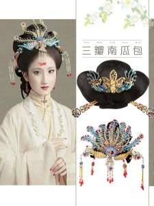 Traditional Chinese Style Hair Accessories Fake Hair Coiffure Stage Performance Styling Three-Piece Pumpkin Bag Hair Pack