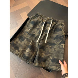 Mens Vintage Utility American Camo Diagonal Cut Jean Shorts