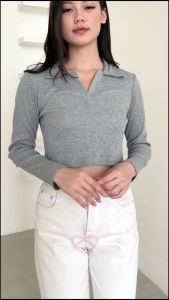 (COD) OH Fashion Blouse Mila Rib Crop top 2A57