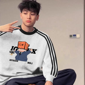 เสื้อฮู้ดแขนยาวทรงหลวมสไตล์อเมริกันย้อนยุคสำหรับผู้ชาย ฤดูใบไม้ผลิและฤดูใบไม้ร่วง แบรนด์ดัง ทรงหลวม ทรงหลวม ทรงหลวม