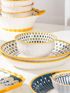YICHEN | Bộ Bát Đĩa Sứ Nhật Bản Dùng Tại Nhà Với Màu Underglaze