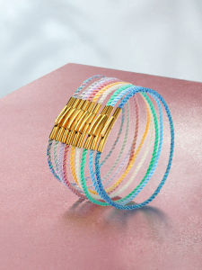 Original Magic Color Braided Rope Ins Special-Interest Design Girlfriends Carrying Strap 18K Gold Steel Buckle Bracelet Wearable Lucky Beads for Women