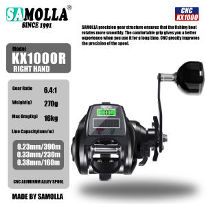 SAMOLLA ขนาดใหญ่รอกตกปลาอิเล็กทรอนิกส์ กันน้ํา Baitcasting Reel สําหรับตกปลาน้ําแข็งทะเลน้ําลึก Catfishing พลังงานแสงอาทิตย์ + ชาร์จ usb