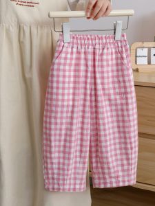 Plaid Casual Straight Trousers 2025 New Style