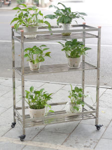 Yicong Green Adjustable Stainless Steel Flower Stand Three Layers and Multiple Layers Orchid Succulent Balcony Outdoor Movable Customized Storage Rack