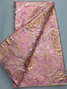 Luxury 2025 French-Embroidered African Brocade Jacquard Lace Fabric – Premium Bridal & Party Dress Material