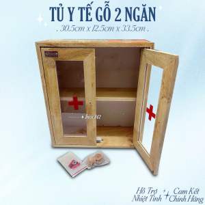Tủ thuốc y tế gỗ 2 cửa 2 ngăn