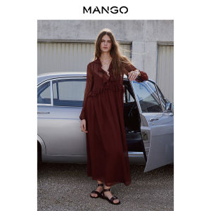 Mango | Womens French Style Long Sleeve Ruffle Dress