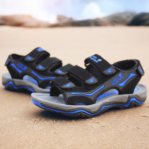 Teenage Boys Sandals Breathable Anti-Odor Beach Shoes Summer Casual Sporty Flat Heel Rubber Sole PU Lined Caddy Wolfclaw
