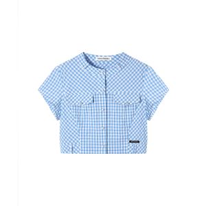Alexia Sandra | Spring and Summer New Womens Salt Plaid Stand Collar Shirt
