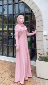 ชุดอิสลามสวย เดรสยาว เดรสออกงาน เนื้อผ้าเปเป้ ชุดมุสลิม เดรสอิสลาม ชุดเดรสใส่งานแต่ง ชุดนิกะห์ ชุดใส่รายอ