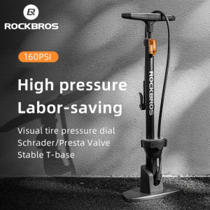 【Giao hàng địa phương】ROCKBROS Bơm không khí 160PSI Máy đo áp suất cao Bơm xe đạp Schrader/Presta Van Xe hơi Bơm không khí tiết kiệm lao động