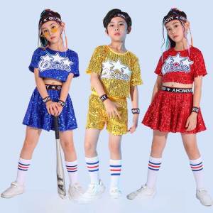 Childrens Performance Outfit Set Sparkling Dancewear Modern Jazz Dance Performance Clothing Girls Boys Toddler Kids Uniform