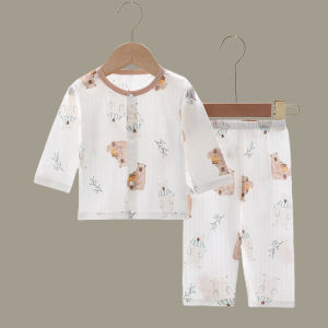 ชุดเด็กผ้าฝ้ายบางฤดูร้อนสำหรับเด็กแรกเกิดและเด็กชาย อายุ 1 ปี ชุดกันหนาวแบบแยกชิ้น ผ้าฝ้ายแท้ระบายอากาศได้ดี ดูดซับเหงื่อ ระบายความร้อน