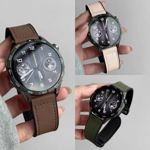 Leather Strap 22MM / 20MM / 18MM Waterproof Sports Band for Garmin Samsung Huawei Realme Oneplus Aolon Watches Business Fashion