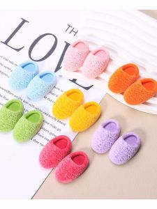 Miniature Scene Model Dollhouse Accessories Flocked Mini Slippers Toy for Children Adult DIY Static Model Home Life Scenarios