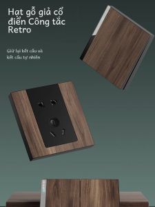 Tấm Ổ Cắm 86 Kiểu Mới Theo Phong Cách Trung Hoa Cổ Điển Màu Gỗ Tấm Ổ Cắm 5 Lỗ Ẩn Cho Kỹ Thuật Viên Điện