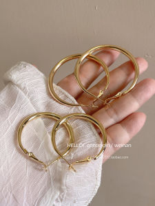 Hoa Tai Vòng Kim Loại Sang Trọng Dành Cho Nữ Trang Sức Thời Trang Lớn Hoa Tai Đính Đá Kim Loại Hình Học Hợp Kim Mới Ra Mắt