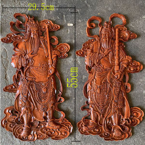 Door-God Wooden Chinese Style Dongyang Wood Carving Relief Entrance Door Wall Pendant Solid Wood Qin Shubao Custom Decorative Hanging Painting