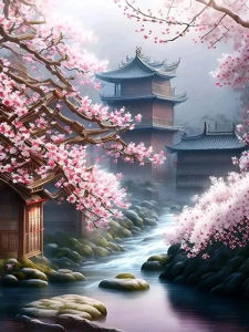 Huacan DIY Diamond Mosaic Landscape Full 5D Painting House Flower Art Rhinestone Pictures Set Home Decor