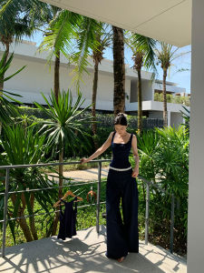 Bộ Váy Ngắn Bó Sát Lienni2025 Quần Ống Rộng Denim Lụa Mới Cho Nữ Bộ Thời Trang Xuân 2025