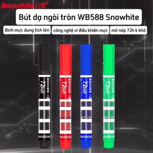 Hộp 8 Bút Dạ Viết Mọi Chất Liệu Ngòi Tròn 3 Ngăn Mực WB588 Snowhite - Dành Cho Văn Phòng Học Sinh Sinh Viên