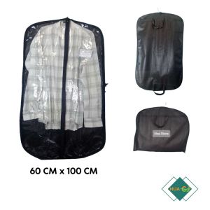 Hua Cj / Cover Jas / Model Spunbond Hitam depan full mika / sarung jas