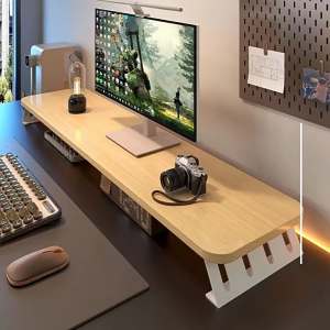 60/80cm Wooden Computer Monitor Stand Desk Organizer Shelf Display Bracket Laptop Stand Screen Riser