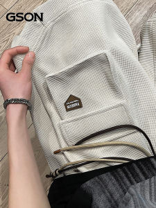 True Weave American Workwear Shorts Mens Ultra-Thin Straight-Cut Drawstring Large Pocket Five-Point Pants Summer Casual Trousers