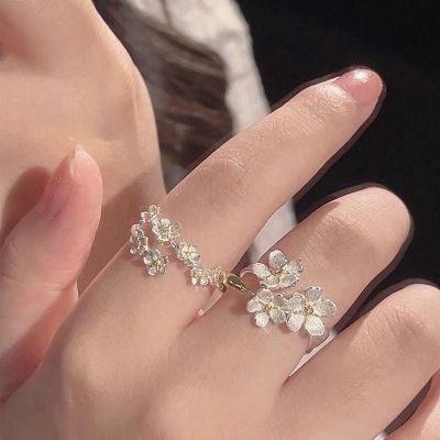 Nhẫn Hở Điều Chỉnh Hoa Trà Nhẫn Đôi Cho Bạn Thân Nhẫn Thời Trang Đơn Giản Sang Trọng Thiết Kế Độc Đáo Phụ Kiện Trang Sức Nữ