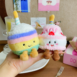 Cute and fun simulation cake plush soft filling doll dessert figurine double-layer cake couple keychain decoration