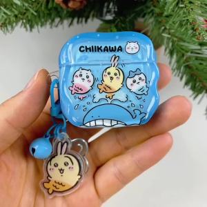 Bandai | Ốp Bảo Vệ Cứng Hình Cá Voi Hoạt Hình Dễ Thương Jiikawa Dành Cho AirPods Pro 2 3 Tai Nghe Bluetooth Không Dây Kèm Móc Treo - Tương Thích Với 5 4 2 3 1