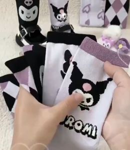 Goodluck 5Pairs/Set Kuromi Kids Socks 2-12 Yrs Old Baby Socks for Girls Socks Stockings Cotton Knee Socks