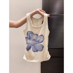 chaqi | American Retro Floral Print Halter Vest Women Summer Design Slim Fit Sleeveless Top Trendy Backless Waist Cinching Vest