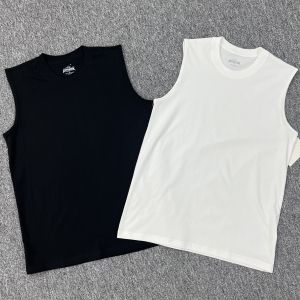 Casual Loose Cotton Sleeveless Mens T-shirt Summer Sport Style Pure Color round Neck Sweat Vest Breathable Absorbent Fabric