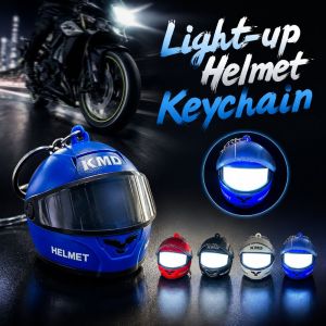 Cool Light-up Helmet Keychain Lightweight Versatile Mini Night Light Pendant Multifunctional Realistic Helmet Bag Charm