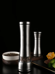Home Manual Stainless Steel Salt Pepper Mills Grinder Adjustable particle size Thumb Push Grinder Muller for Seasoning