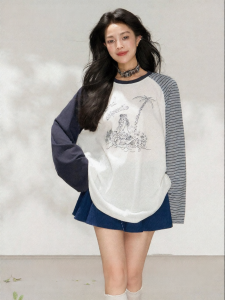 KEIKO | Retro Colorblock Long Sleeve T-Shirt for Autumn