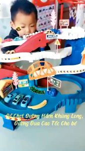 Đồ chơi đường đua đường hầm khủng long mô hình đua xe ô tô