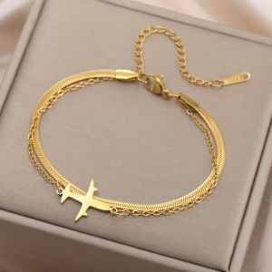 Skyrim plane Pendant Bracelet Stainless Steel Womens Snake Chain Bead Chain Exquisite Bracelet Friends Birthday Jewelry Gift