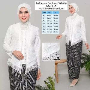 Atasan Kebaya Encim Brokat Brukat Warna Putih Tangan Panjang Kebaya Dewasa Akad Kebaya Wisuda Amelia