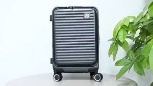 【SG Local Seller 】2025 Upgrade Front-Opening Striped Suitcase Expandable With Computer Bag With Universal Wheels Tas Customs Combination Lock Cabin Luggage