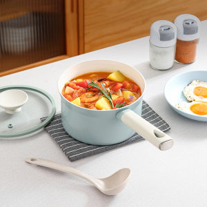 S&S 22cm Saucepan 4L Large Capacity Milk Pot Non Stick Baby Food Pot with Silicone Lid Soup Pot Ceramic Non-Stick Coating Suitable All Stove Induction Cookware