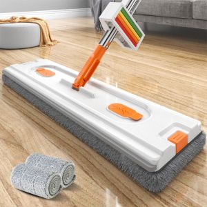 Large Size Rainbow Flat Mop No Hand Wash Household Cleaning Tool Super Absorbent Microfiber Cloth Stainless Steel Handle