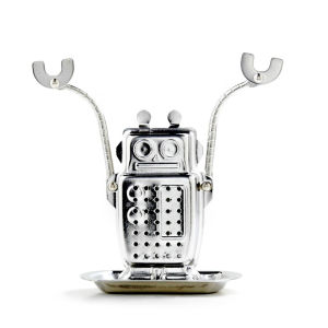 Tea Infuser Stainless Steel Robot Tea Strainer with Chain and Drip Tray Loose Leaf Tea Infuser for Black Tea Filter Reusable
