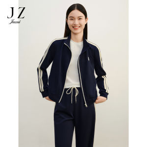 Spring 2024 JZ Leisure College Style Womens Sportswear Jacket Lightweight Zipper Closure Long Sleeve Solid Color Commute Ready