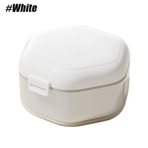 Denture Case 3 Layers Dentures Box Dentures Bath Container with Basket Denture Holder Retainer Cleaning Case for Mouth Guard